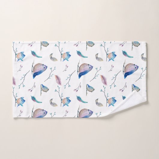 Vogels en veren patroon bad handdoek (Handdoek)