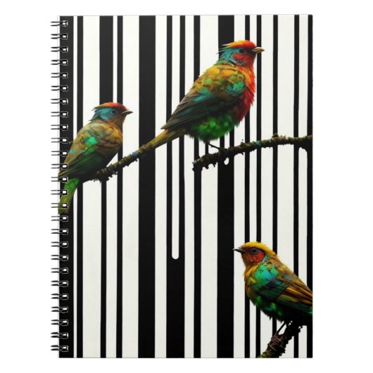 Vogels en verticale lijnen notitieboek (Voorkant)