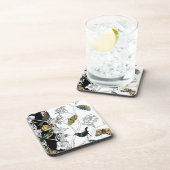 Vogels en vlinder op een zwarte en witte achtergro drankjes onderzetter (Rechterzijde)