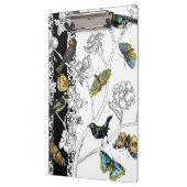 Vogels en vlinder op een zwarte en witte achtergro klembord (Links)