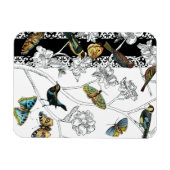 Vogels en vlinder op een zwarte en witte achtergro magneet (Horizontaal)