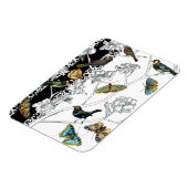 Vogels en vlinder op een zwarte en witte achtergro magneet (Linkerzijde)