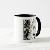 Vogels en vlinder op een zwarte en witte achtergro mok (Voorkant rechts)