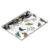 Vogels en vlinder op een zwarte en witte achtergro notitieboek (Linkerzijde)