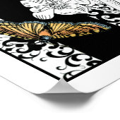 Vogels en vlinder op een zwarte en witte achtergro poster (Hoek)