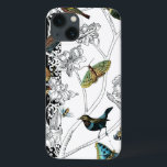 Vogels en vlinder op een zwarte & witte achtergron Case-Mate iPhone case<br><div class="desc">Kunstenaar Chariklia Zarris is een getalenteerde schilder en ontwerper. Ze houdt van het schilderen van vogels en wilde dieren en dit afbeelding is geen uitzondering. De levendige kleuren van vogels en vlinders worden op de achtergrond versterkt door de zwarte en witte takken.</div>