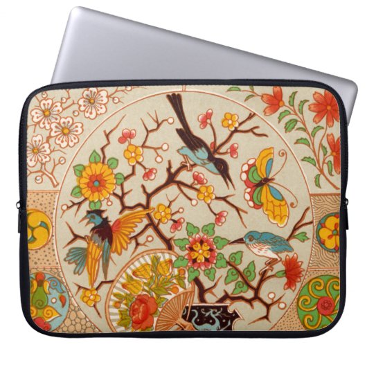 Vogels en vlinders hoes voor neopreen-laptops (Voorkant)