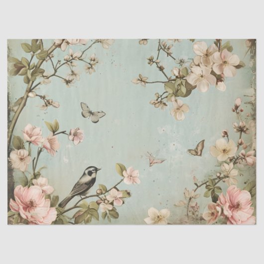 vogels en vlinders Kersenbloesem Tissuepapier (Voorkant)