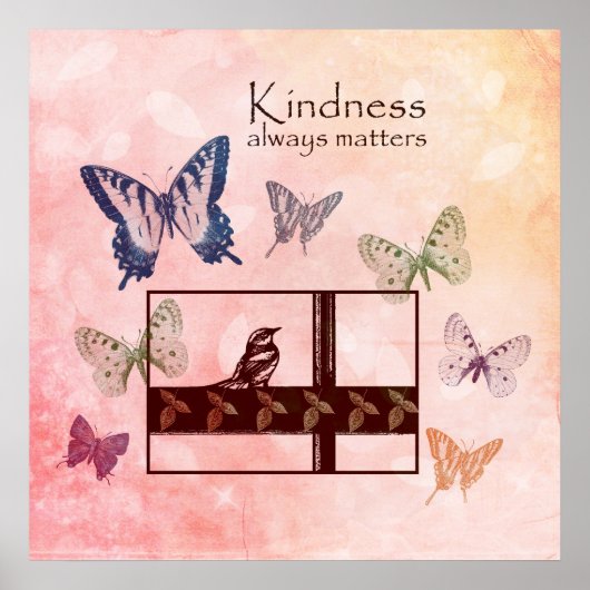 Vogels en vlinders Kindness Matters Poster (Voorkant)