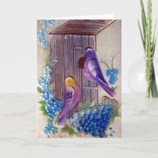 Vogels en vogelhuis kaart (Voorkant)