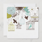 Vogels en Vogelkooien Bruiloft Kaart (Achterkant)