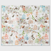 Vogels en vogelkooien cadeaupapier (Vlak)