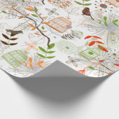 Vogels en vogelkooien cadeaupapier (Hoek)