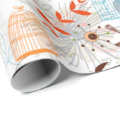 Vogels en vogelkooien cadeaupapier (Rol Hoek)