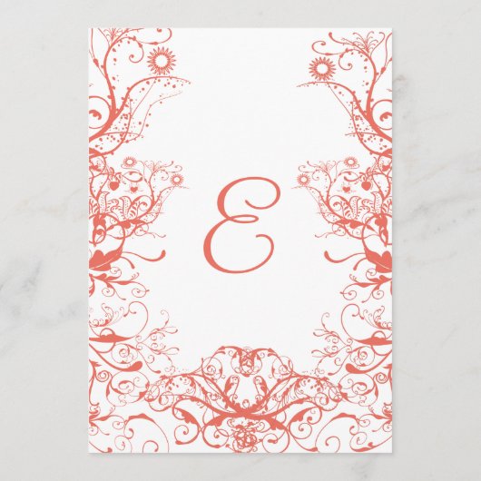 Vogels en wervelingen bruiloft menu (Achterkant)