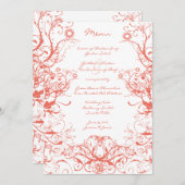 Vogels en wervelingen bruiloft menu (Voorkant / Achterkant)