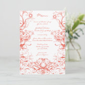 Vogels en wervelingen bruiloft menu (Staand voorkant)