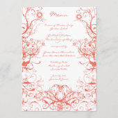 Vogels en wervelingen bruiloft menu (Voorkant)