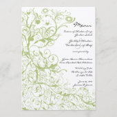 Vogels en wervelingen bruiloft menu (Voorkant)