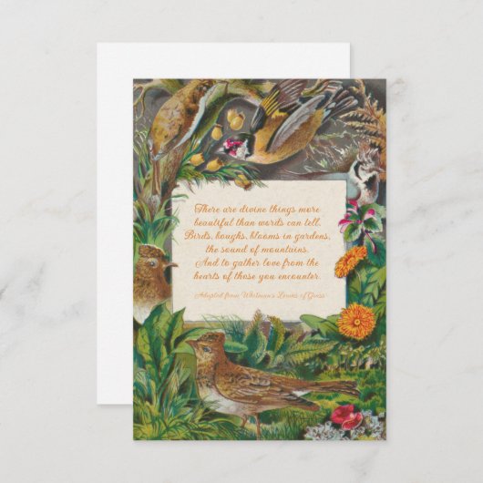 vogels en Whitman (goddelijke dingen) Notitiekaartje (Voorkant / Achterkant)