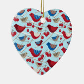 Vogels en winterappels keramisch ornament (Rechts)