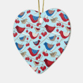 Vogels en winterappels keramisch ornament (Links)