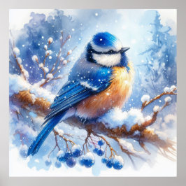 Vogels en winterlandschap 35 poster