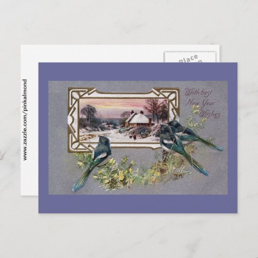 Vogels en winterse taferelen  Nieuwjaar Feestdagenkaart (Voorkant / Achterkant)