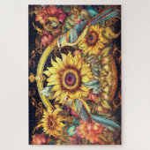 Vogels en Zonnebloemen Legpuzzel (Verticaal)