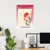 Vogels en zonsondergang door Katsushika Hokusai (1 Poster (Thuiskantoor)