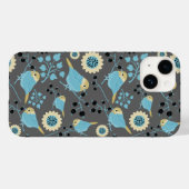 Vogels Floral Berries Blue Cream Black Grey Patter Case-Mate iPhone Case (Achterkant (horizontaal))