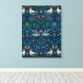 Vogels ( Floral Pattern) (door William Morris) Canvas Afdruk (Insitu (Houten vloer))