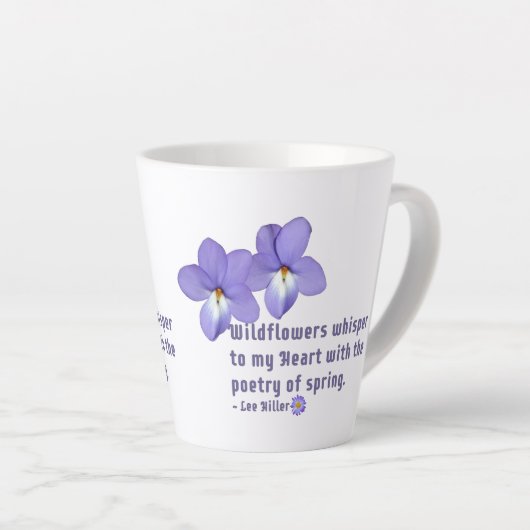 Vogel's Foot Violets Wildflower Quote Latte Mok (Rechterhoek)