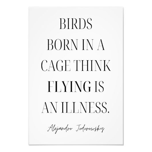 Vogels geboren in een kooi denken dat vliegen een  foto afdruk (Voorkant)
