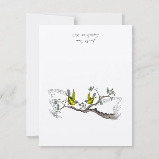  Vogels Gele & Grijze Tafelplaatskaarten Kaart (Voorkant)