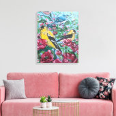 Vogels Gele vink Canvas Afdruk (Insitu (Woonkamer))