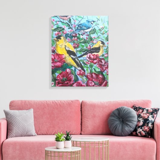 Vogels Gele vink Canvas Afdruk (Insitu (Woonkamer))