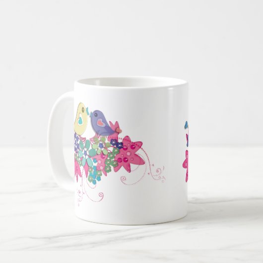 Vogels, glas koffiemok (Voorkant links)