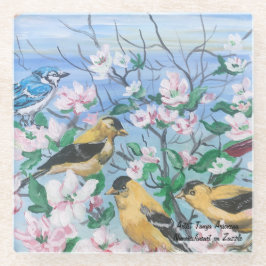 Vogels Glas Onderzetter Originele Acryl Kunst