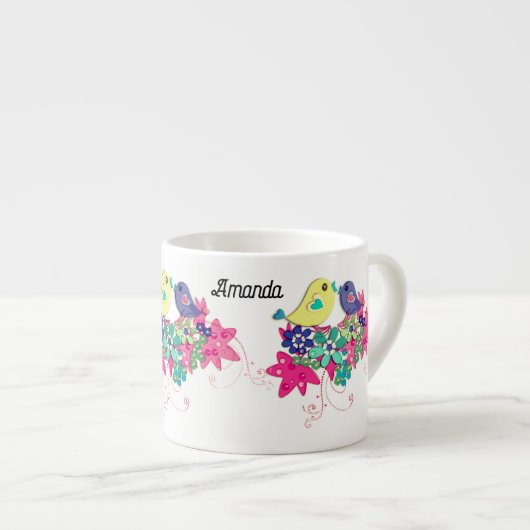 Vogels, glazen espressobeker espresso kop (Voorkant rechts)