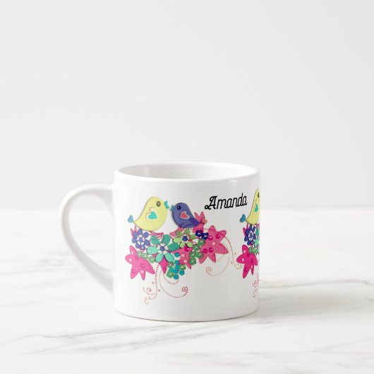 Vogels, glazen espressobeker espresso kop (Links)