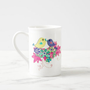 Vogels, glazen espressokop porselein kop