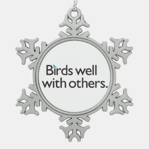Vogels goed met anderen tin sneeuwvlok ornament