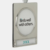Vogels goed met anderen verzilverd banner ornament (Rechts)