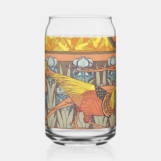 Vogels, Gouden fazanten & Irise Art Nouveau Blikvorm Glas (Voorkant)
