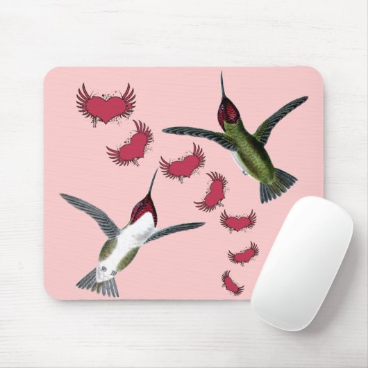 Vogels grazen met vleugels muismat (Met muis)