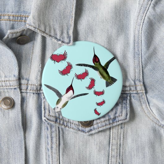 Vogels grazen met vleugels ronde button 4,0 cm (In situ)