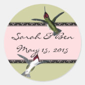 Vogels grazen met vleugels ronde sticker (Voorkant)