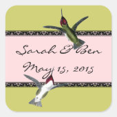 Vogels grazen met vleugels vierkante sticker (Voorkant)