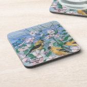 Vogels Hand geschilderd originele kunst Bier Onderzetter (Linkerzijde)